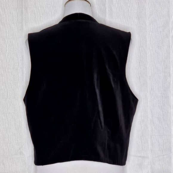 Karen Scott Vintage Black Velvet Button Front Embroidered Wreaths Christmas Vest - Picture 4 of 7